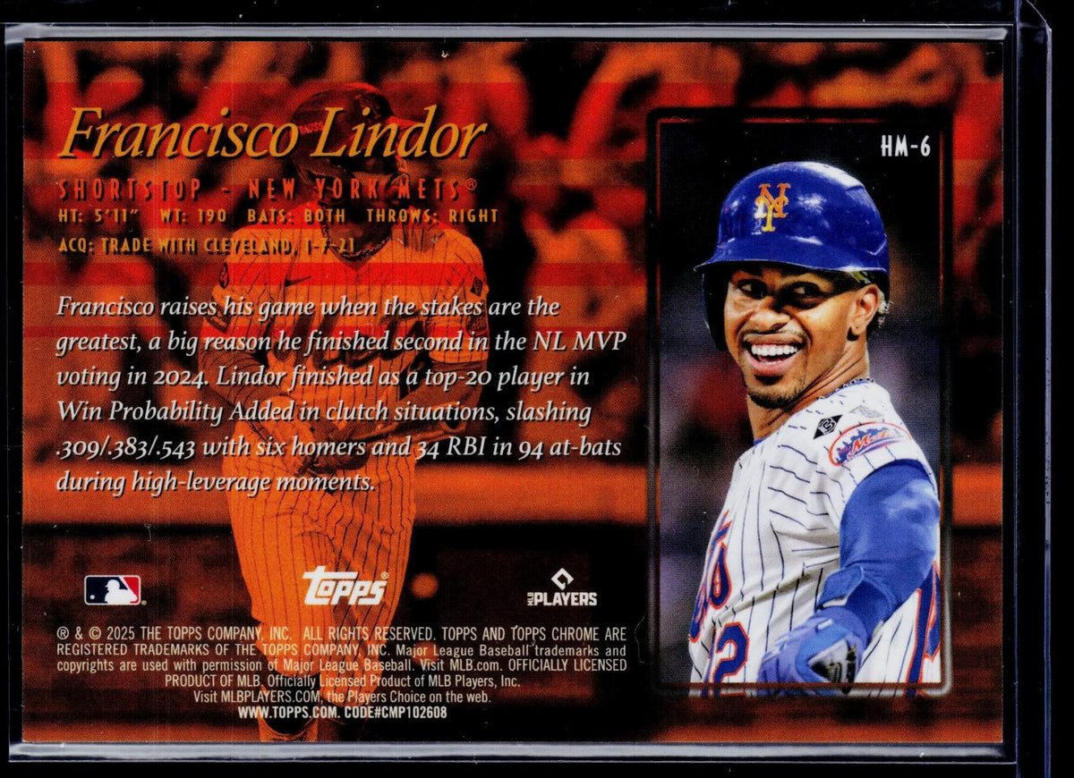 2025 Topps Chrome #HM-6 Francisco Lindor Hobby Masters