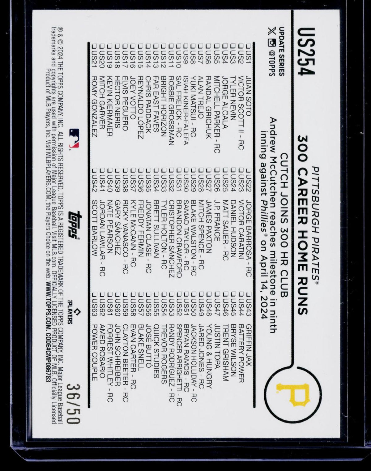 2024 Topps Update #US254 Andrew McCutchen Holiday Mummies #/50