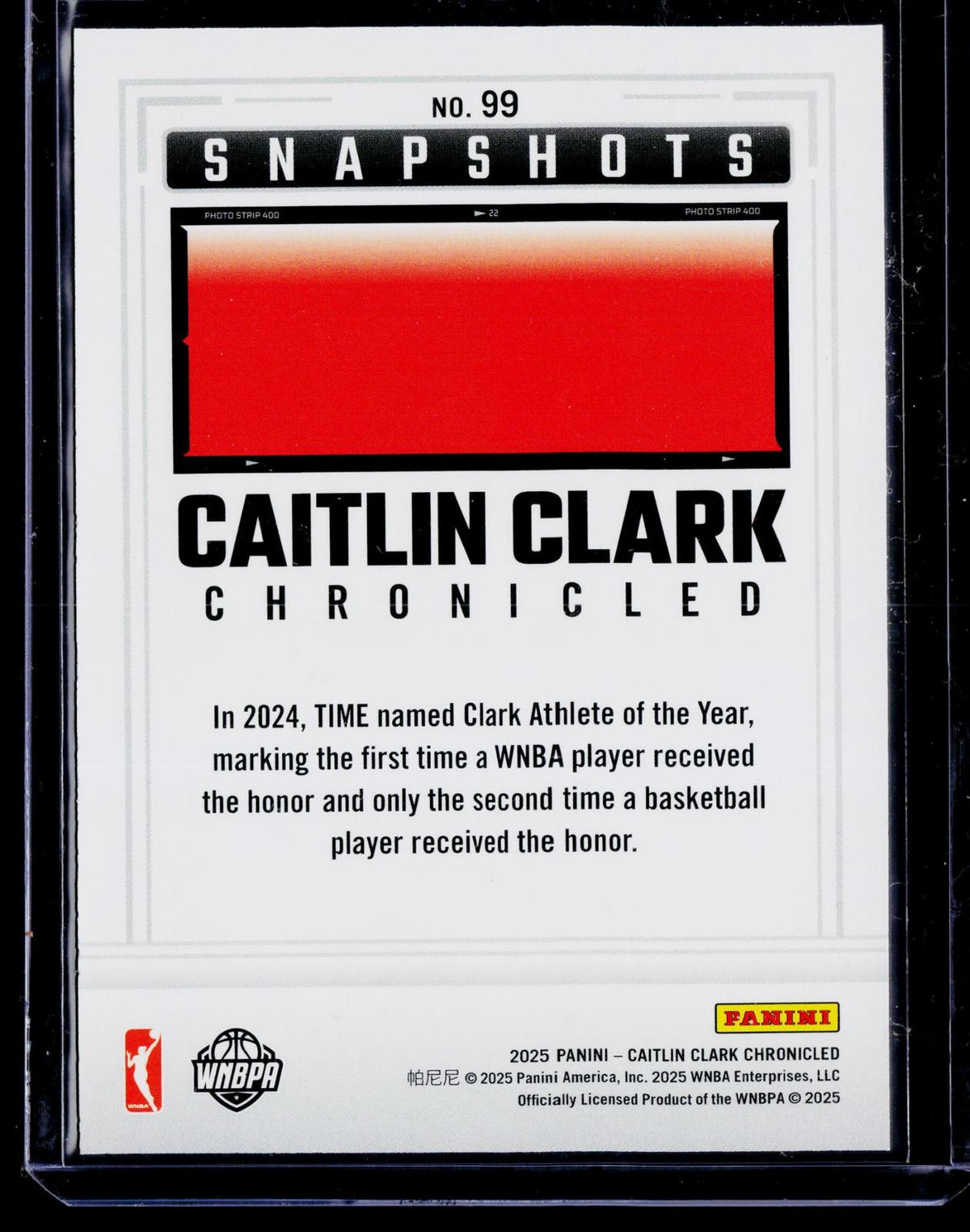 2025 Panini Caitlin Clark Chronicled #99 Caitlin Clark Holo