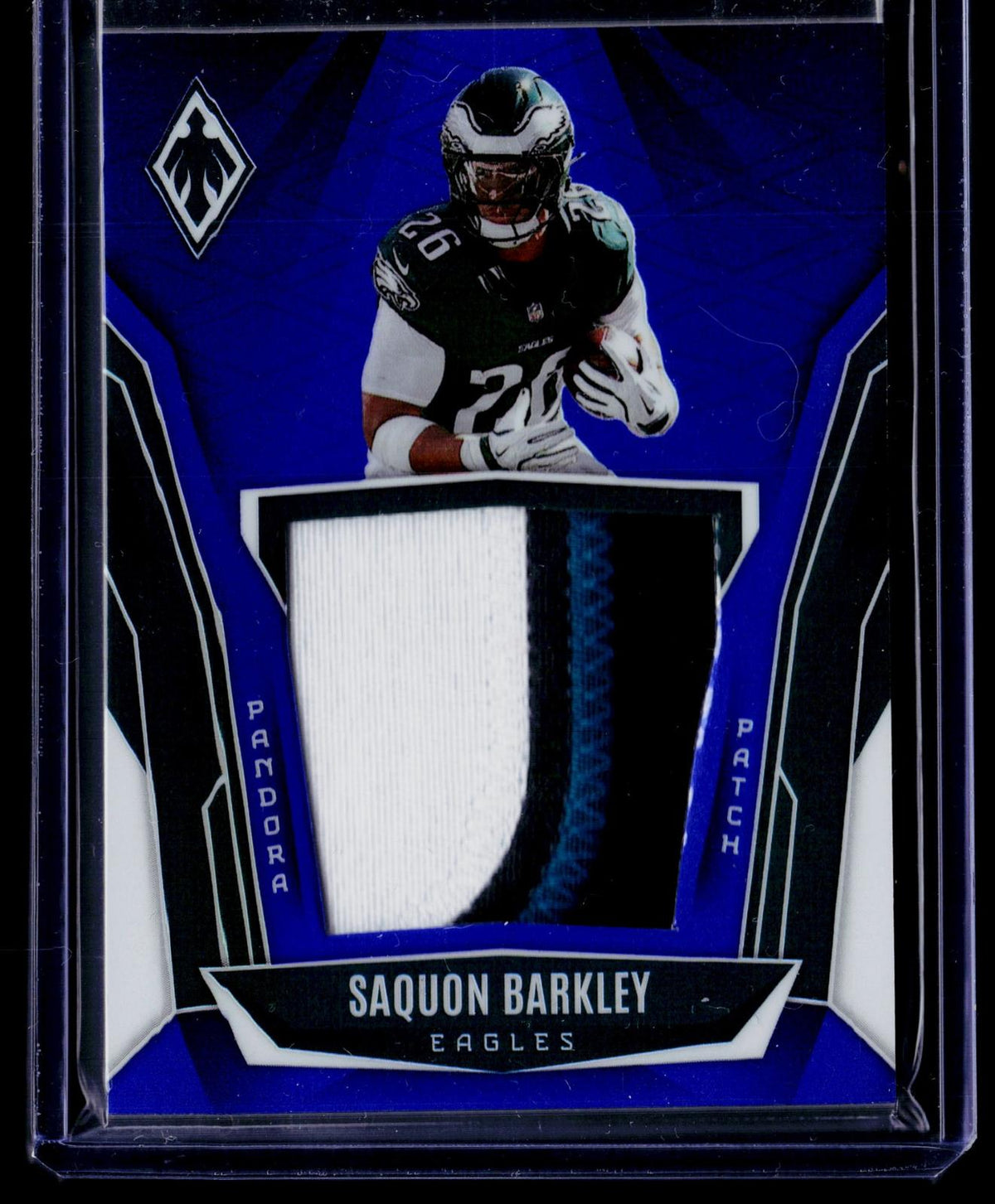 2025 Panini Phoenix #PAP-SBY Saquon Barkley Pandora Patch Blue Prizm #/199