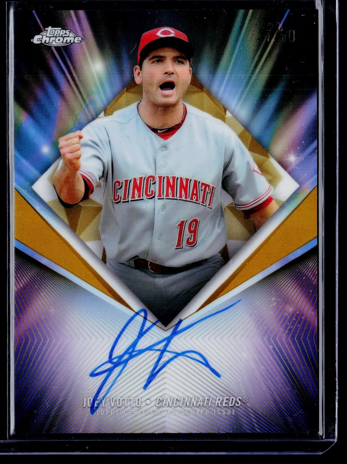 2026 Topps Chrome #75D-JV Joey Votto 75th Diamond Autographs Gold Refractor #/50