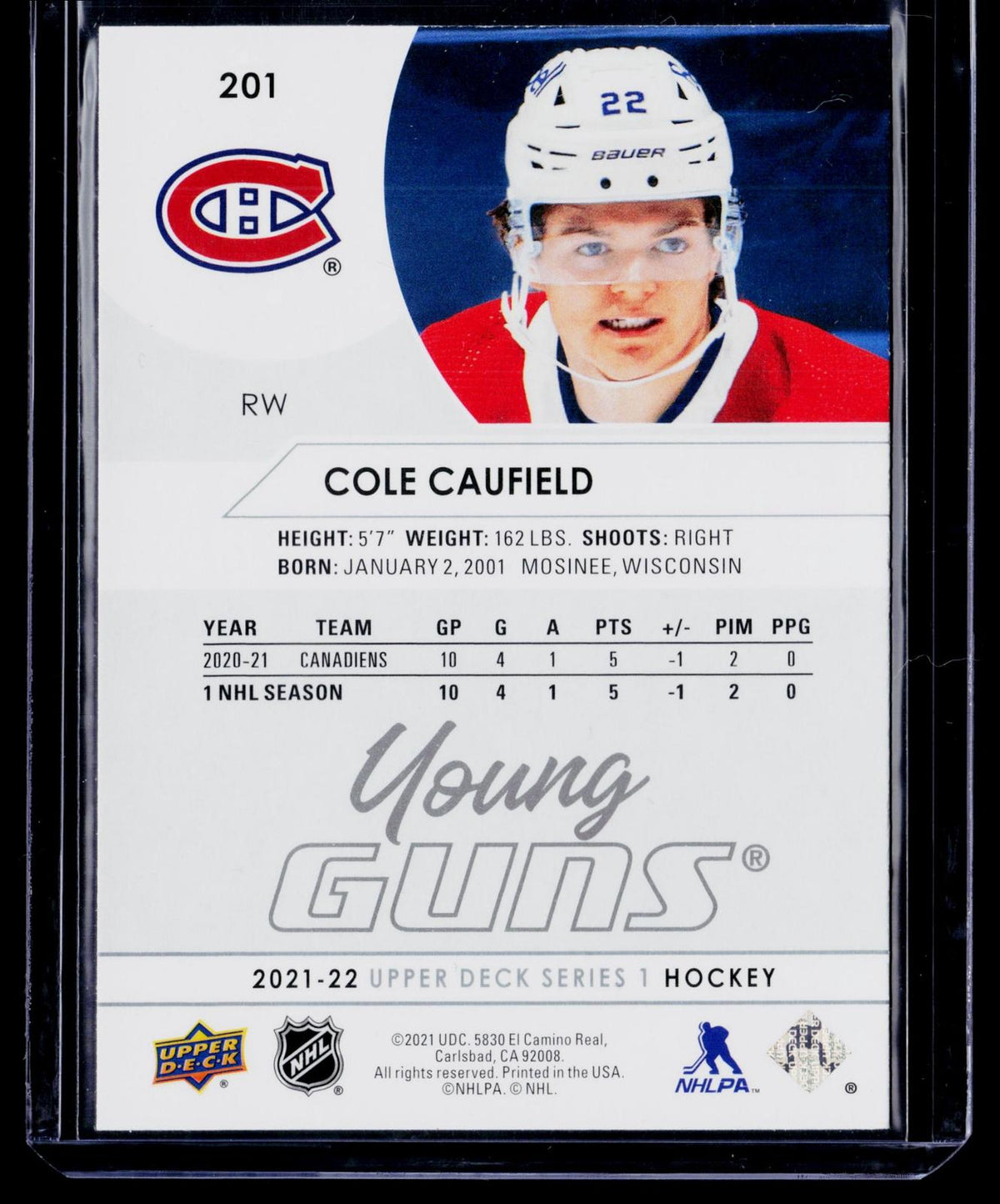 2021-22 Upper Deck #201 Cole Caufield