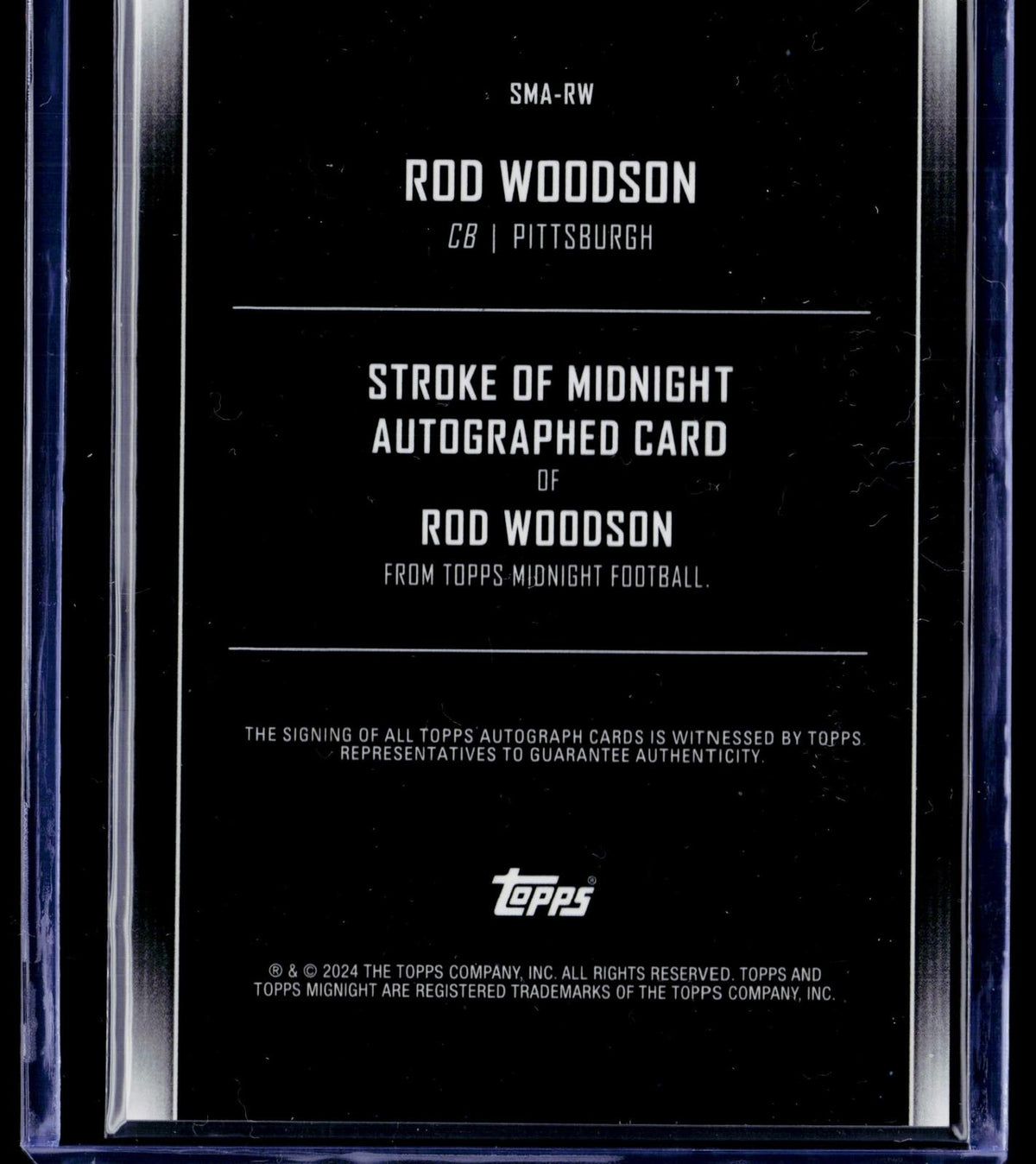 2024 Topps Midnight #SMA-RW Rod Woodson Stroke of Midnight Autographs #/99
