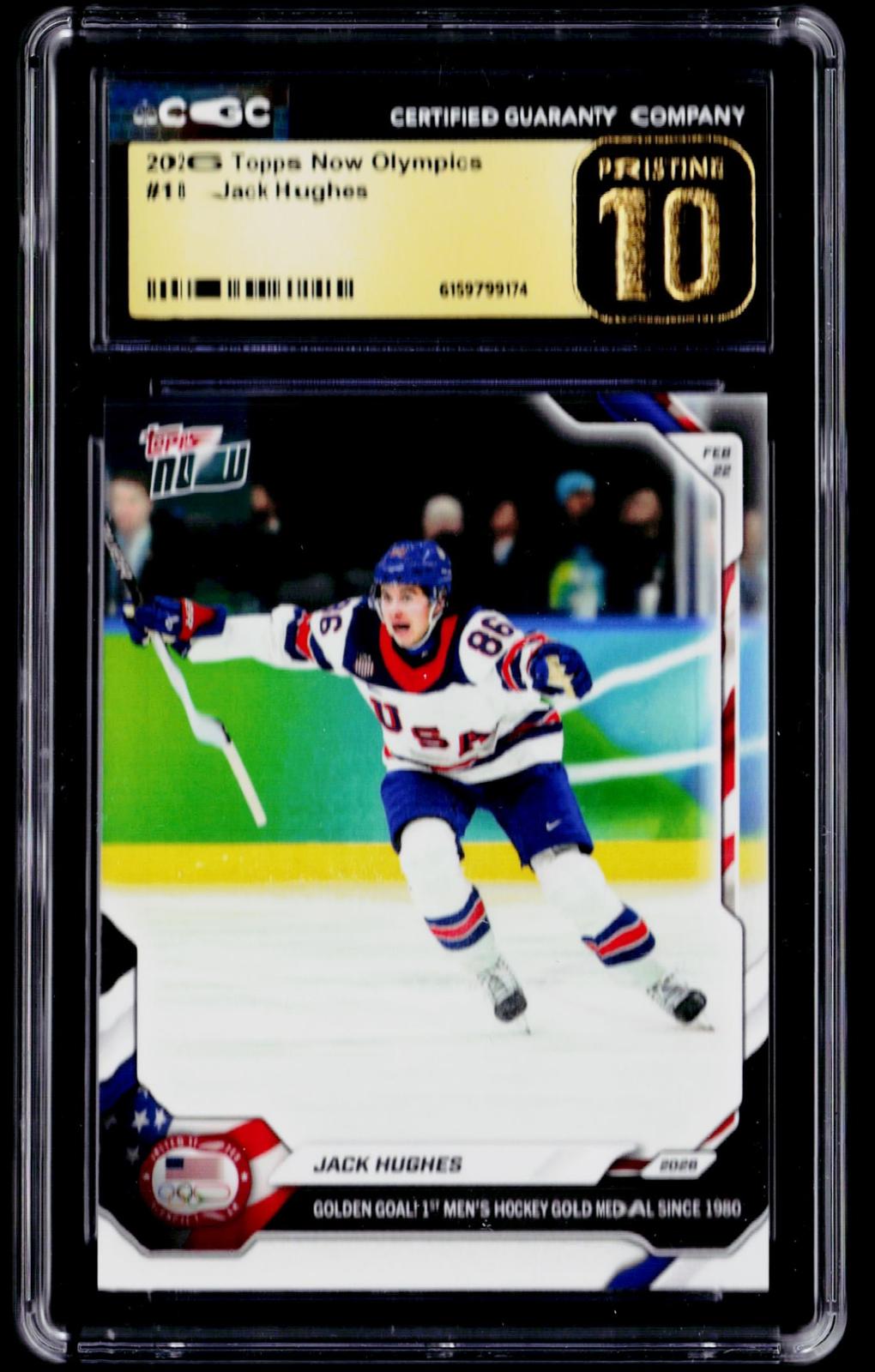 2026 Topps Now Olympic/Paralympic Games #18 Jack Hughes CGC Pristine 10