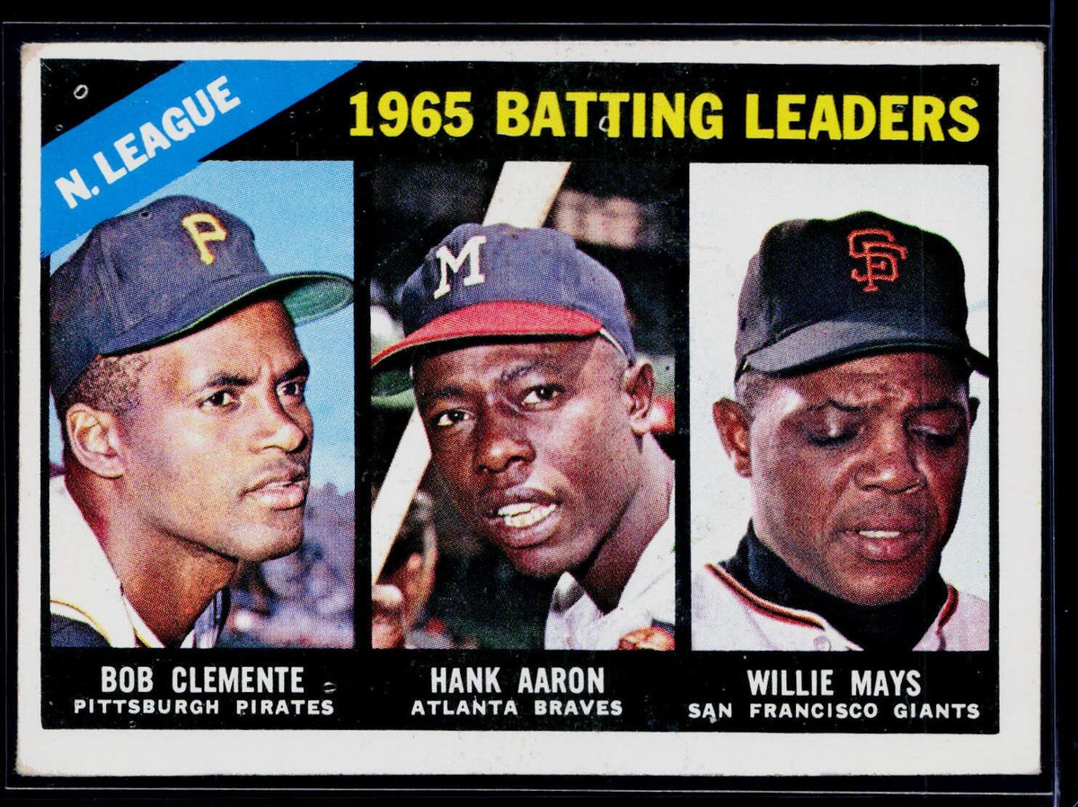 1966 Topps #215 NL 1965 Batting Leaders (Clemente/Aaron/Mays)