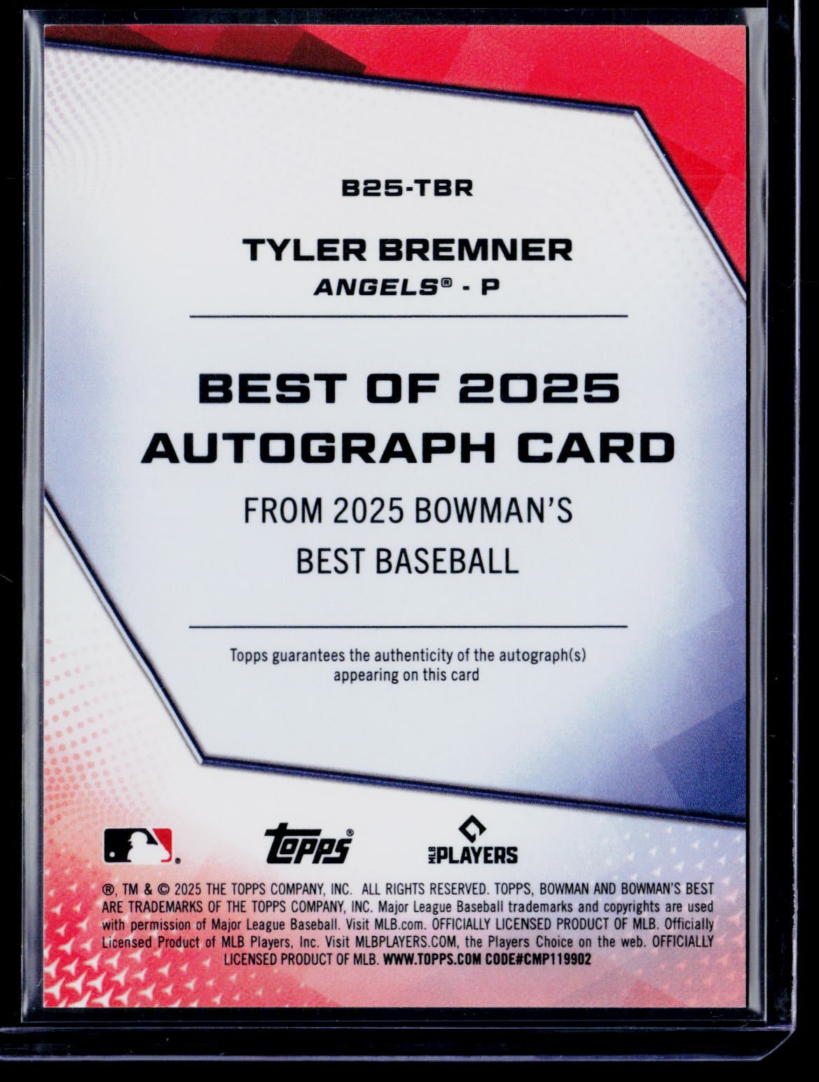 2025 Bowman's Best #B25-TBR Tyler Bremner Best of 2025 Autographs Green #/99