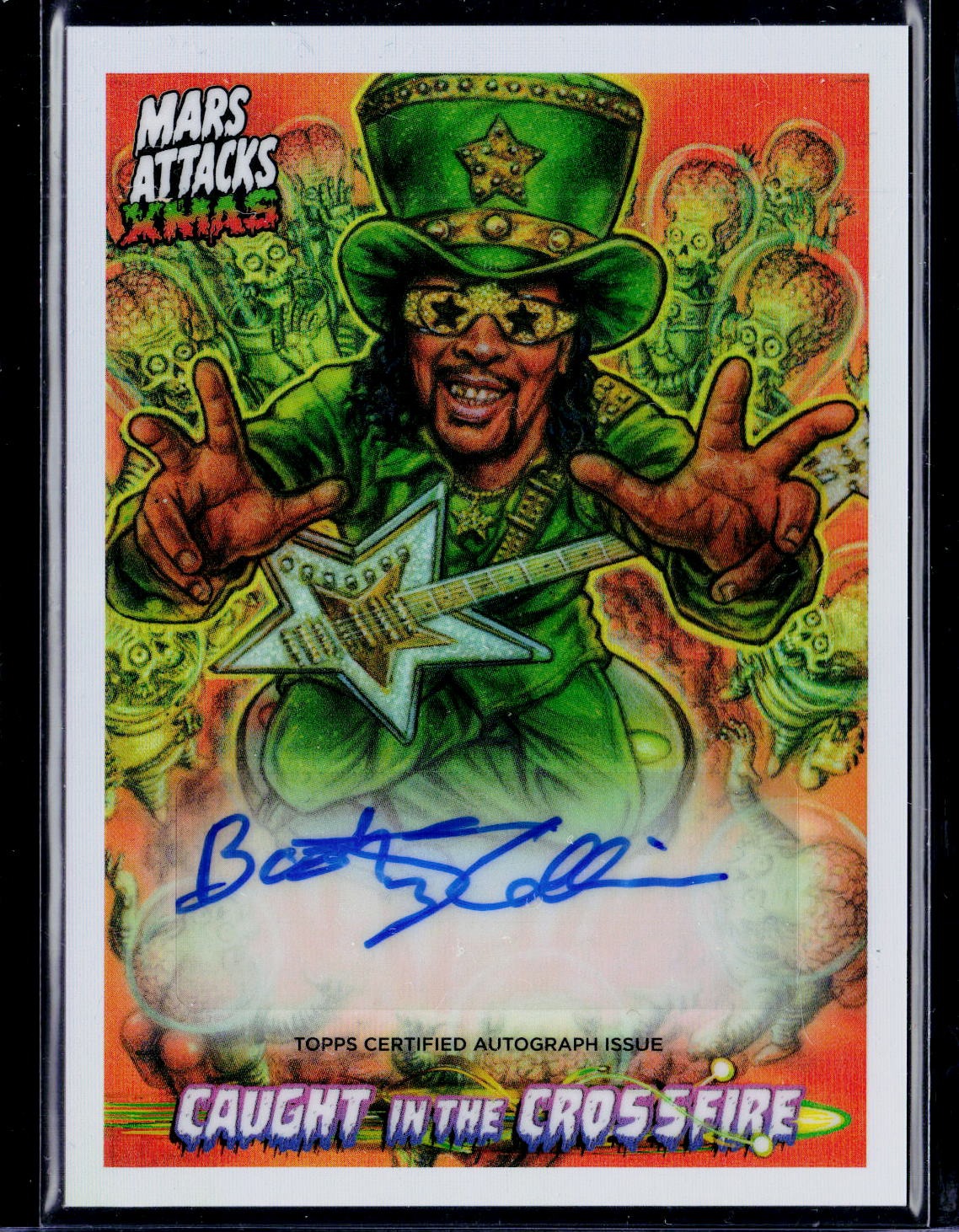 2026 Topps Mars Attacks Xmas #CCA-BC Bootsy Collins Caught in the Crossfire Auto