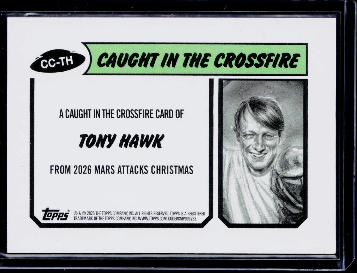 2026 Topps Mars Attacks Xmas #CCTH Tony Hawk Caught in the Crossfire Cooper #/25
