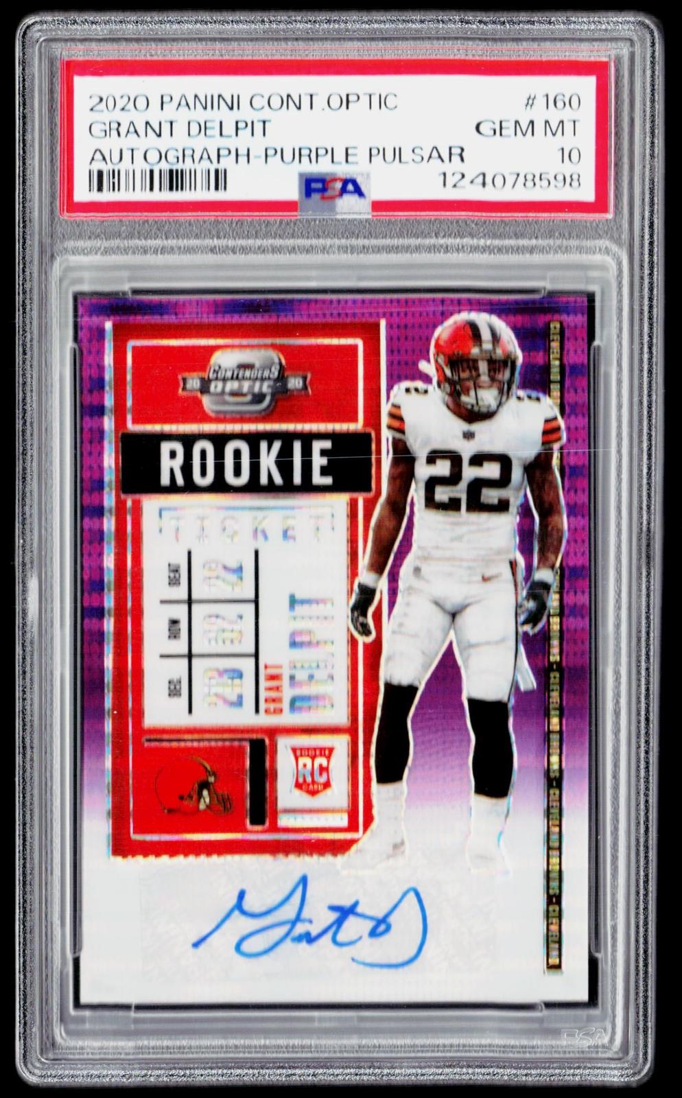 2020 Panini Contenders Optic #160 Grant Delpit Purple Pulsar PSA 10