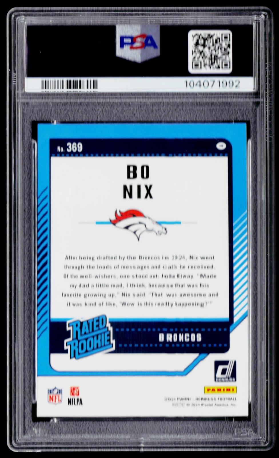 2024 Donruss #369 Bo Nix PSA 10