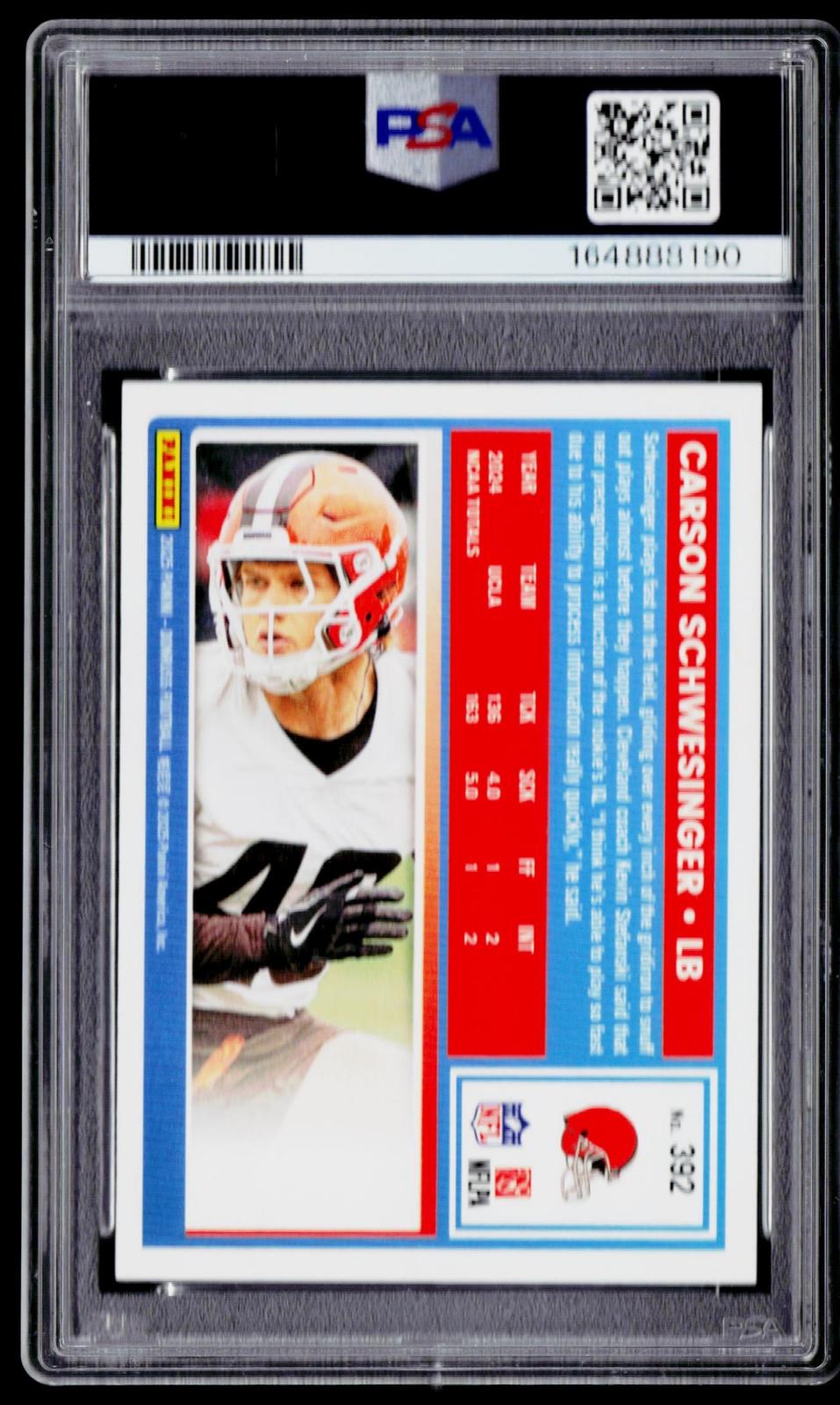 2025 Donruss #392 Carson Schwesinger Press Proofs Blue PSA 9 #/199