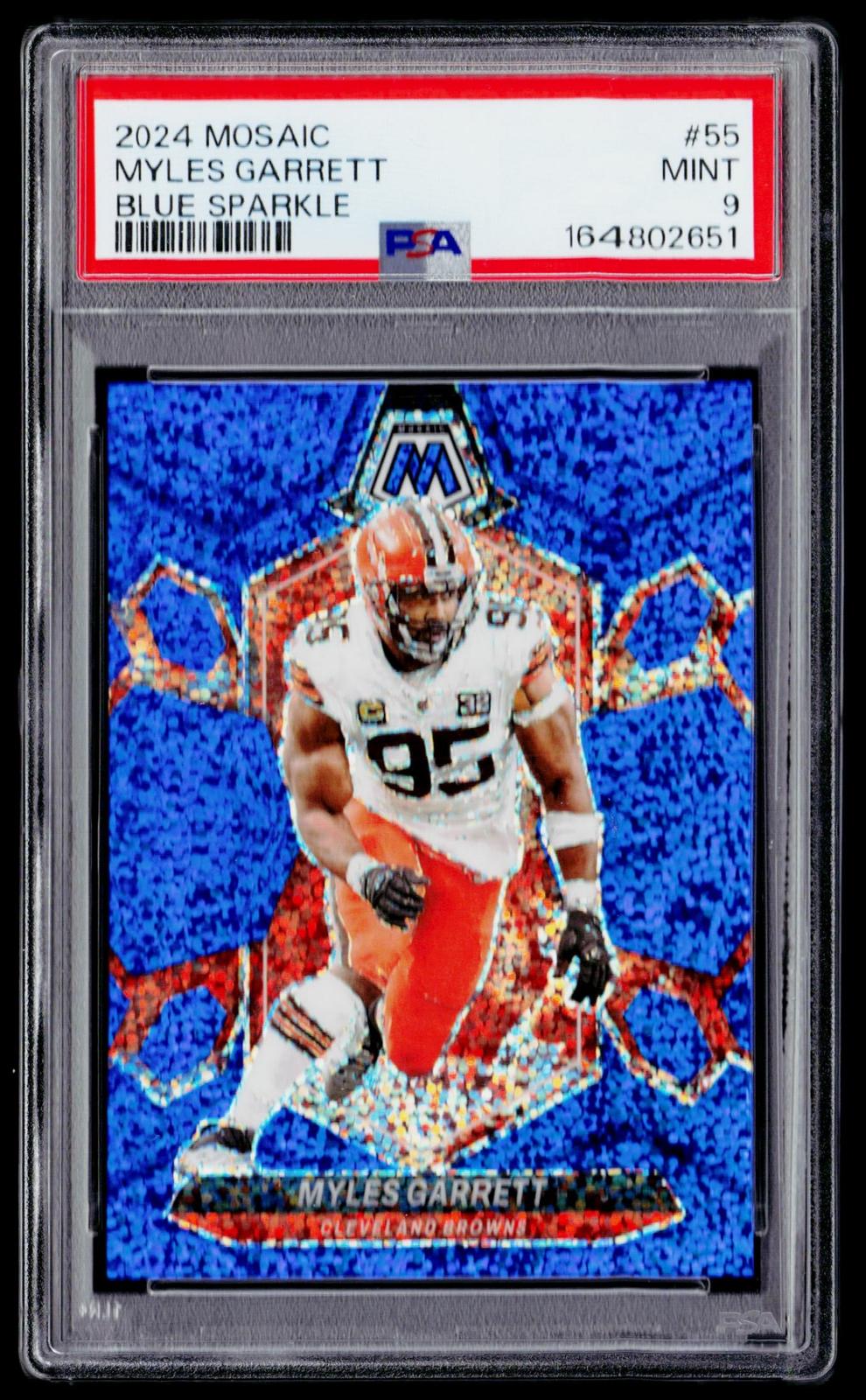 2024 Panini Mosaic #55 Myles Garrett Blue Sparkle PSA 9 #/96