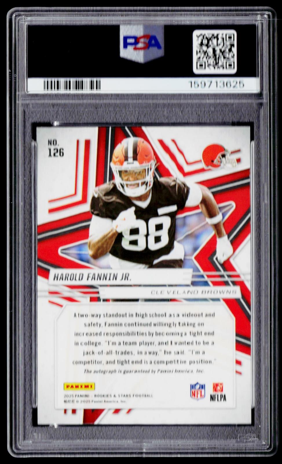 2025 Panini Rookies Stars #126 Harold Fannin Jr. Rookie Signatures PSA 10 Auto 8