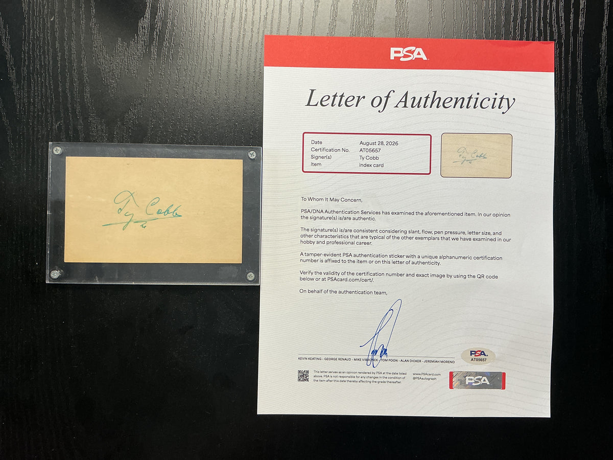 Ty Cobb Autographed Index Card (PSA COA)