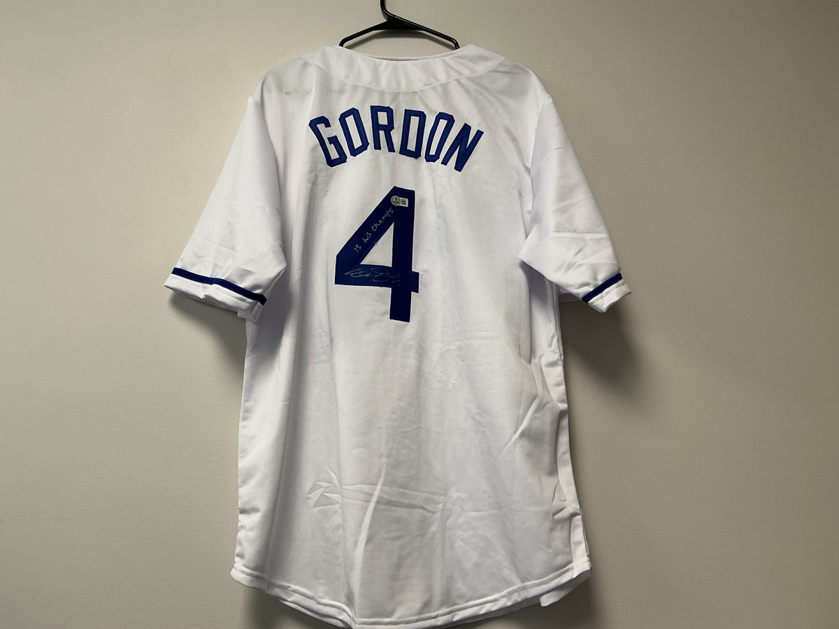 Alex Gordon Autographed Custom Royals Jersey W/ Inscription (Beckett COA)