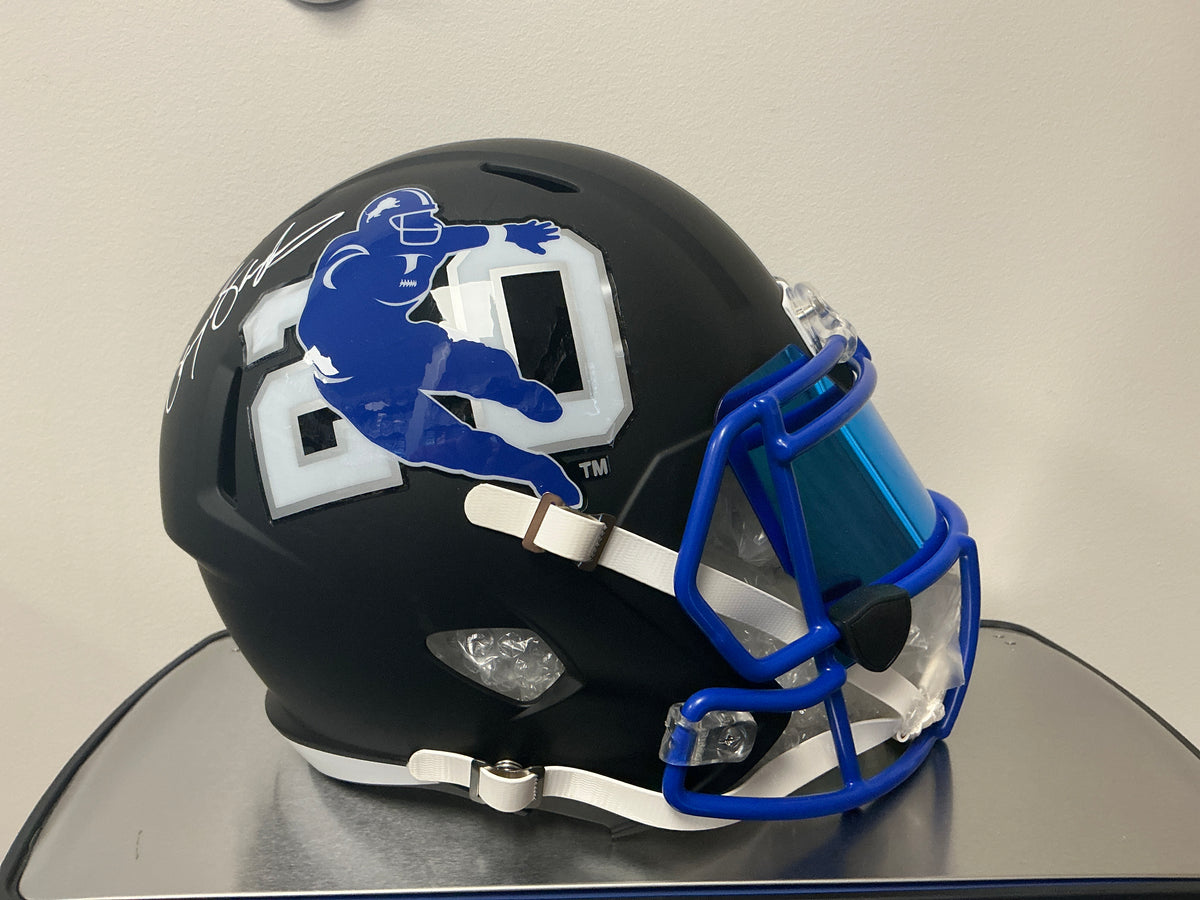 Barry Sanders Autographed Lions Helmet (Schwartz COA)
