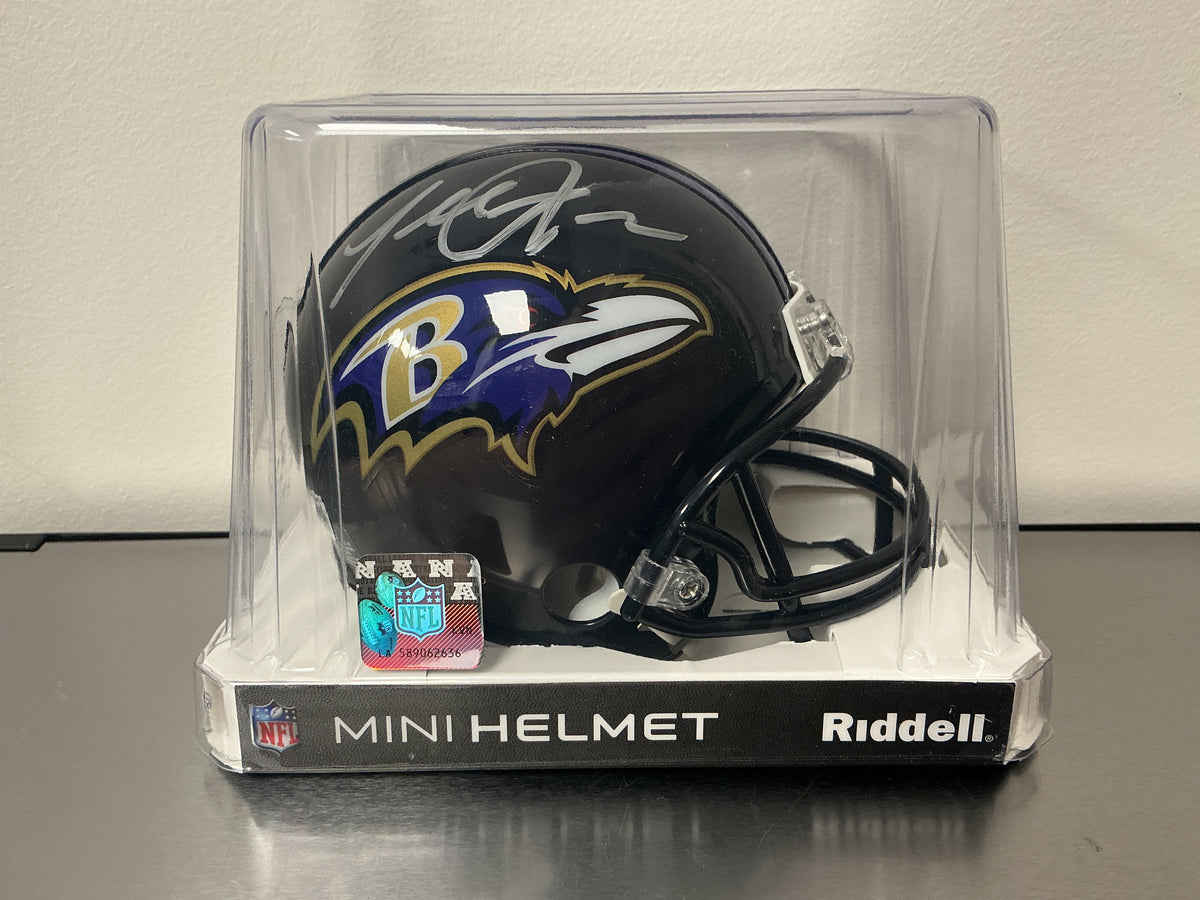 Terrell Suggs Autographed Ravens Mini Helmet (Beckett COA)