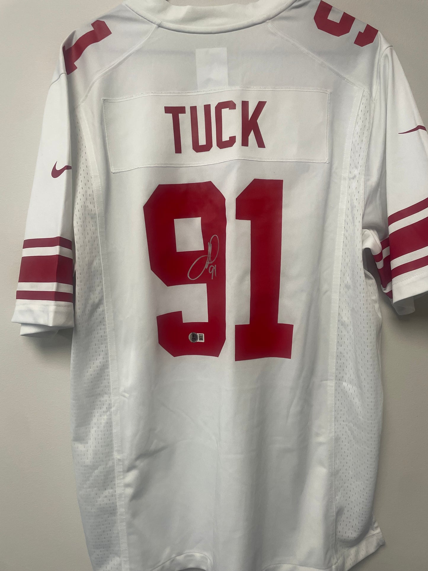 Justin Tuck Autographed Authentic Jersey